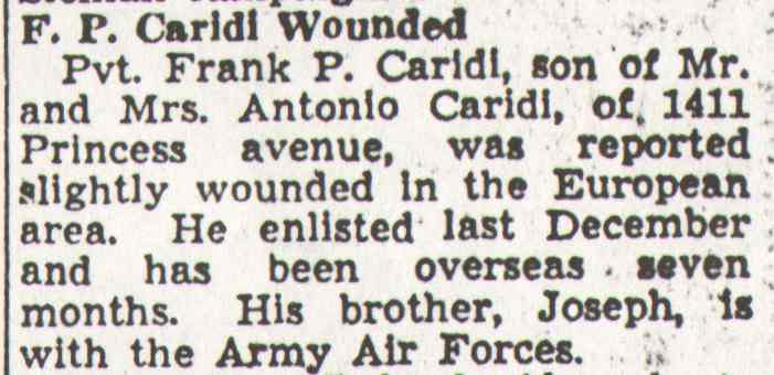 F. P. Caridi Wounded — Camden Courier-Post, November 15, 1943