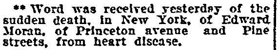 Philadelphia Inquirer, May 11, 1906 — Edward Moran death notice