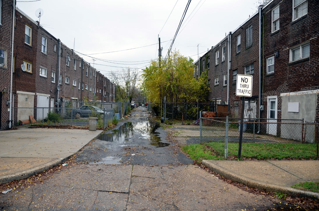 Alley east of Thorndyke Street between Randolph and Raritan Streets, November 23, 2011
