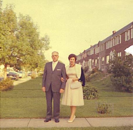 Robert and Estelle Morris, about 1960, looking east on Raritan Street