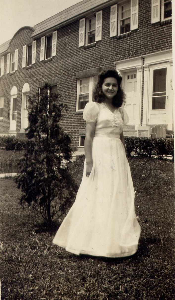 Lillian Jane 'Jane' Engel in front of 452 Raritan Street, Camden, NJ, circa June 1943