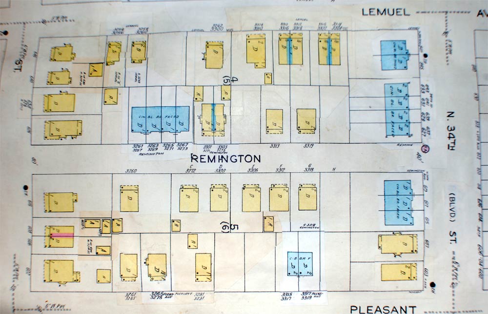 Sanborn Map of Remington Street showing 3301 and 3303 numbered as 3271 and 3273