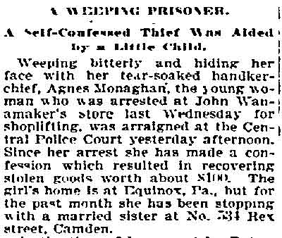 A Weeping Prisoner — Philadelphia Inquirer, January 8, 1895