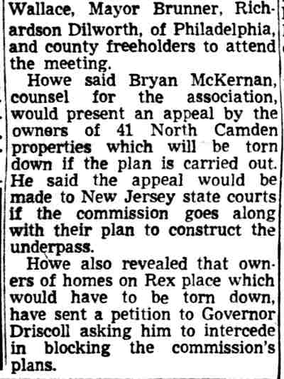 Protest Meeting On Span Tunnel Set for Dec. 19 (continued) — Camden Courier-Post, December 12, 1949