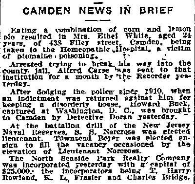 Camden News In Brief, Philadelphia Inquirer, April 1, 1914