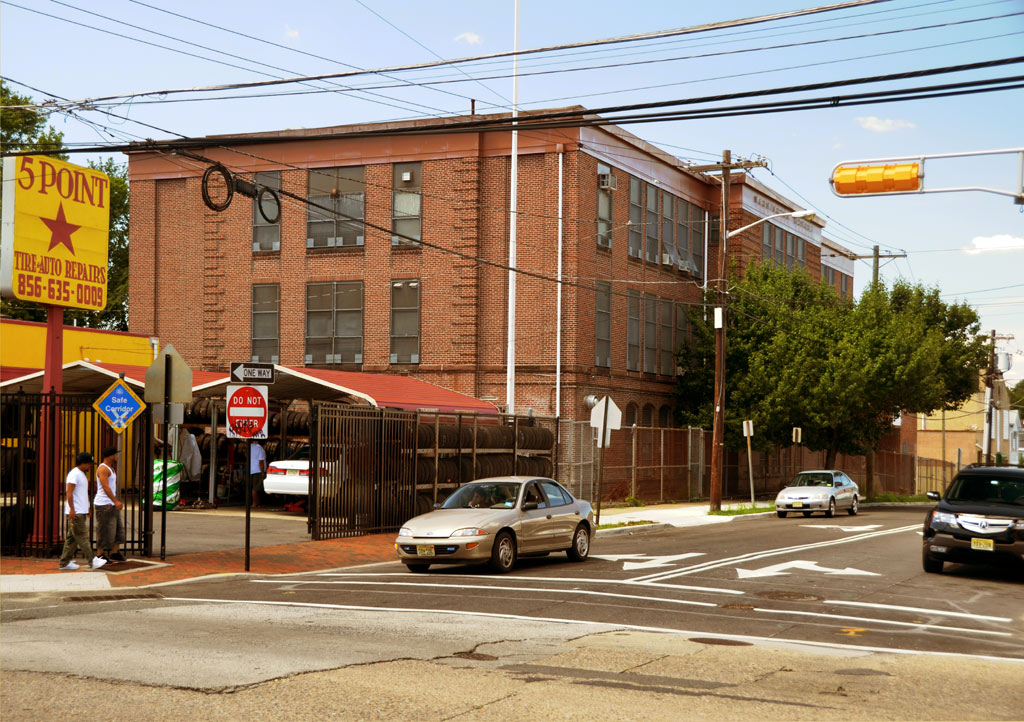 Southwest corner of River Avenue and Cambridge Avenue, seen from northeast corner, August 22, 2011