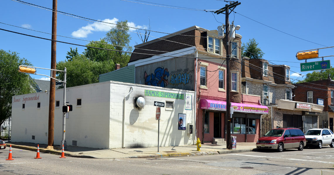 Northeast corner of River Avenue and North 27th Street, seen from southwest corner, August 22, 2011
