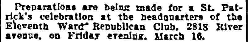 2818 River Avenue — Eleventh Ward Republican Club, Philadelphia Inquirer, March 17, 1917