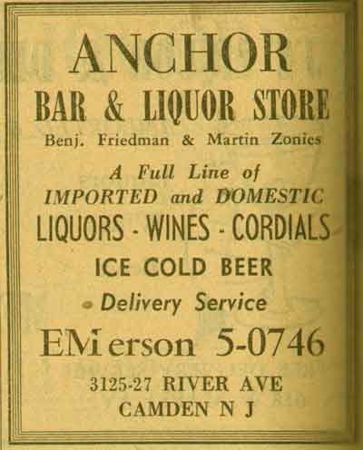 3125-3127 River Avenue — Anchor Bar & Liquor Store, 1955 New Jersey Bell Yellow Pages Ad