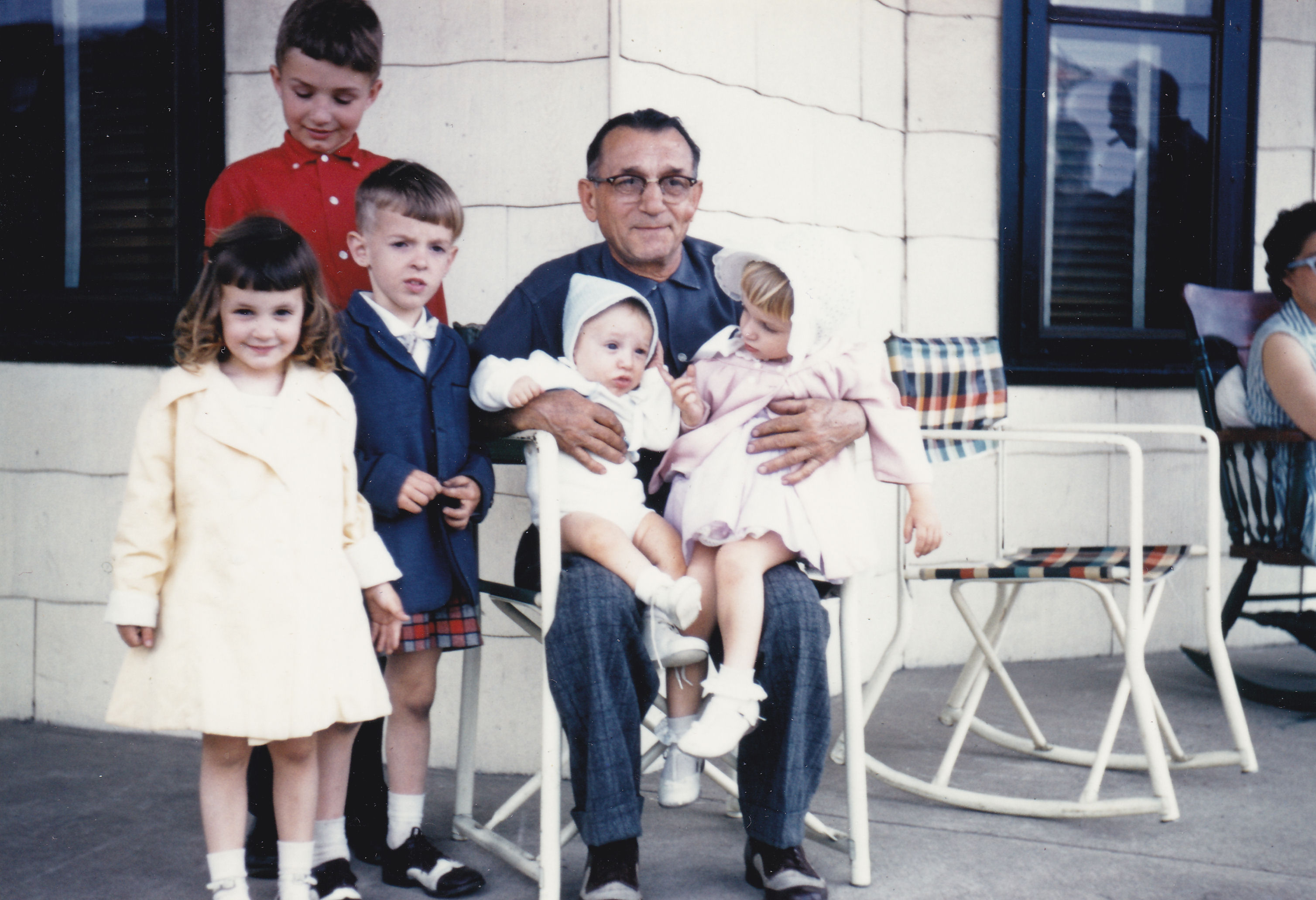 Dominic Donato with grandchildren at 3525-3527 River Avenue, circa 1958