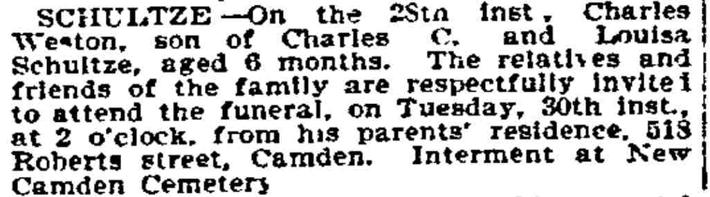Schultze — Philadelphia Inquirer, April 29, 1895 — 518 Roberts Street