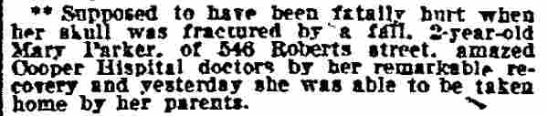 Child's Remarkable Recovery — Philadelphia Inquirer, August 21, 1909 — 546 Roberts Street