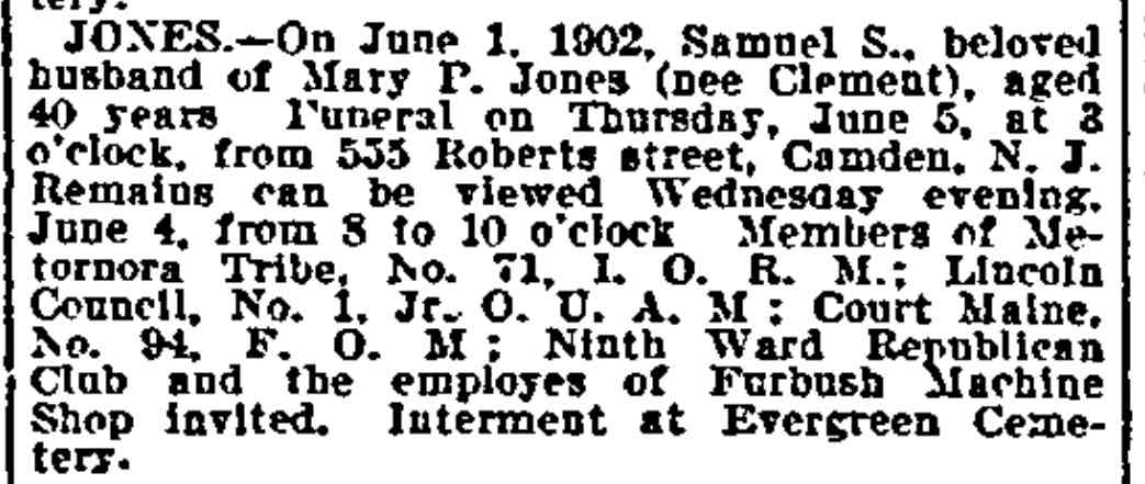 Jones — Philadelphia Inquirer, June 4–5, 1902 — 555 Roberts Street