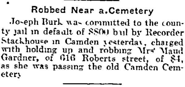 Robbed Near a Cemetery — Philadelphia Inquirer, September 11, 1904 — 616 Roberts Street