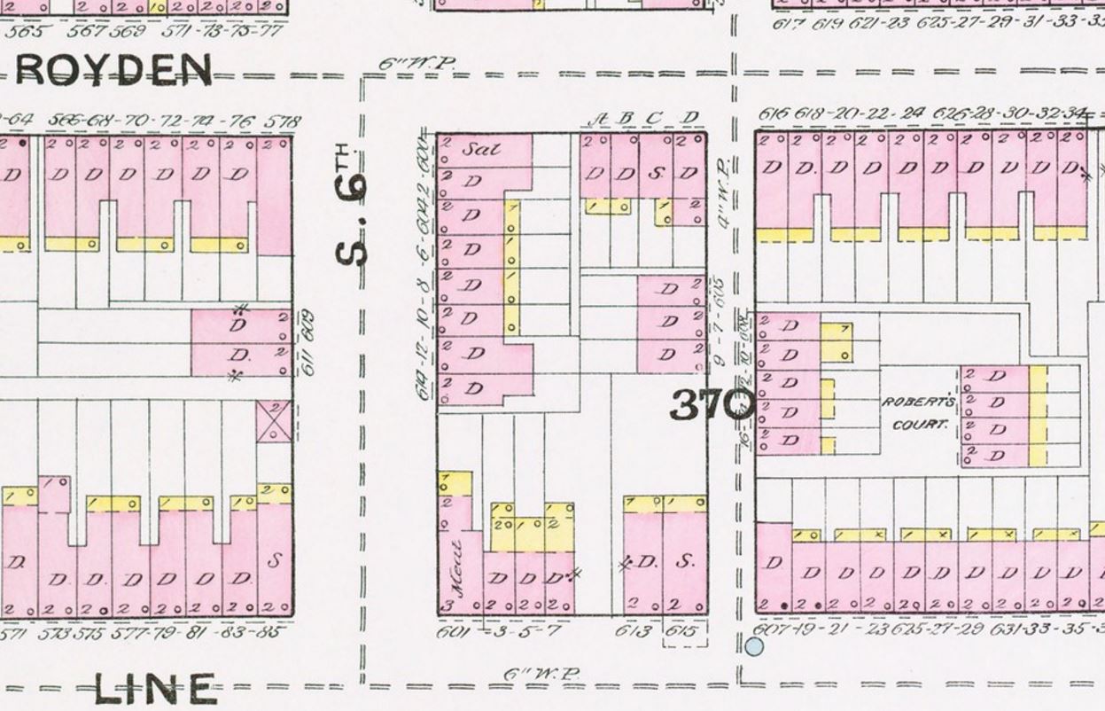 1891 Sanborn map showing Roberts Court — sheet 1