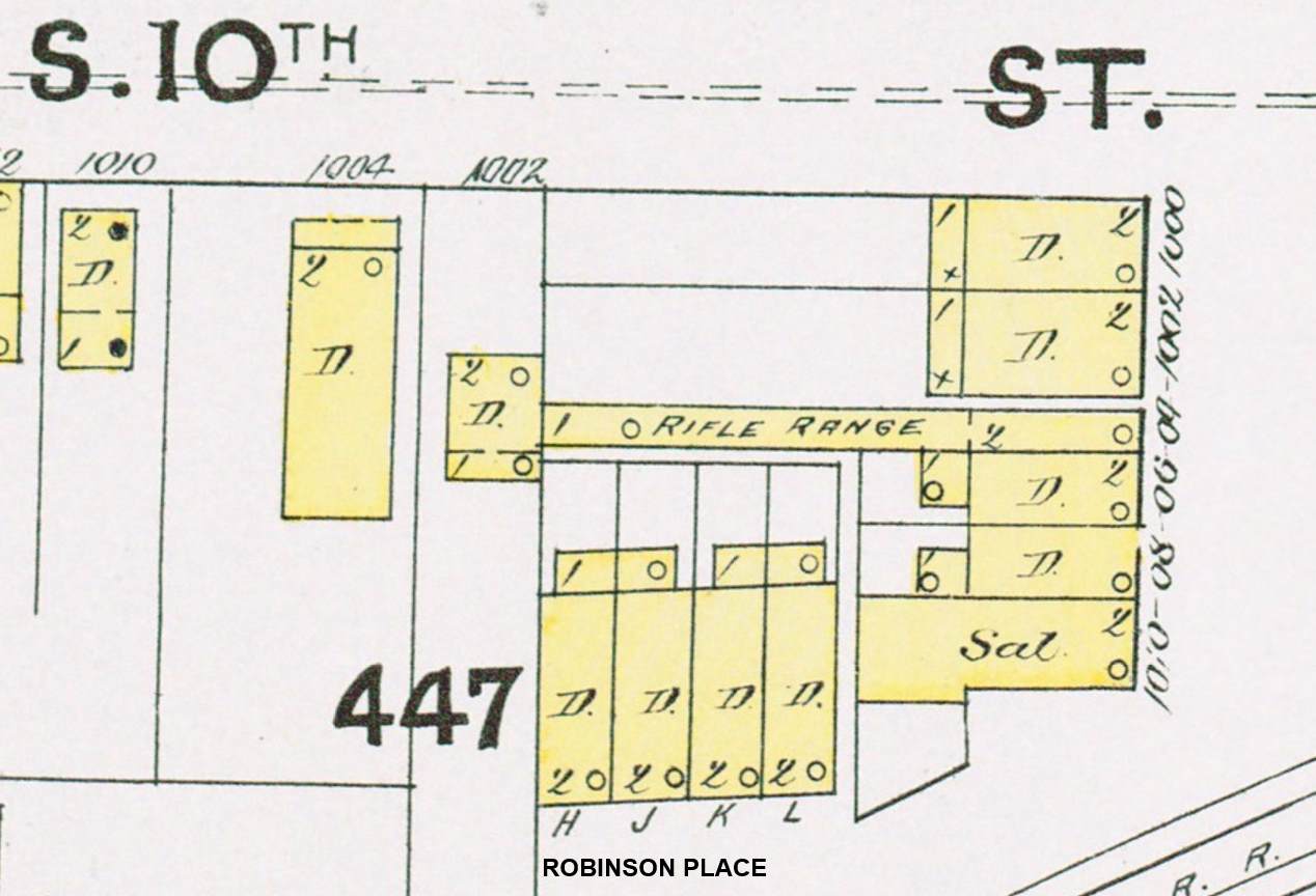 1891 Sanborn map showing Robinson Place running south from Walnut Street