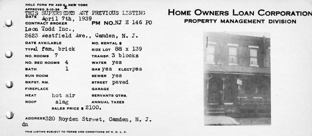320 Royden Street — April 1939