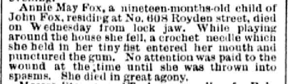 Annie May Fox - Philadelphia Inquirer, July 25, 1897