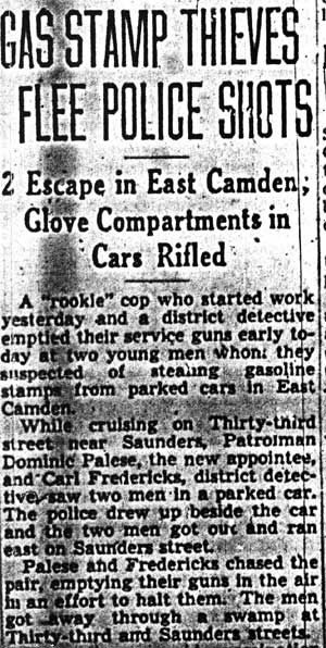 Gas Stamp Thieves Flee Police Shots — Camden Courier-Post, June 28, 1944