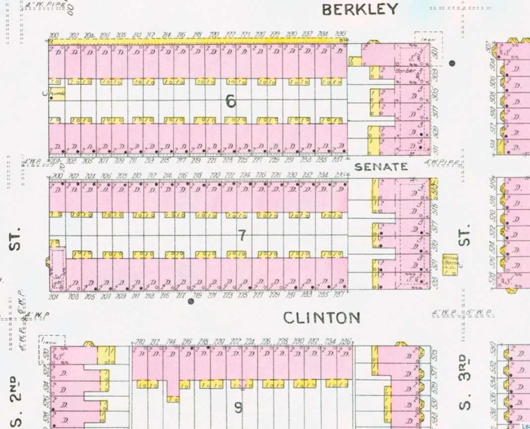 200 Block of Senate Street — 1906 Sanborn Map (detail)