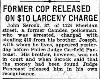 Former Cop Released on $10 Larceny Charge, Camden Courier-Post, June 9, 1932