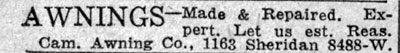 Camden Awning Company advertisement, Camden Courier-Post, June 7, 1933