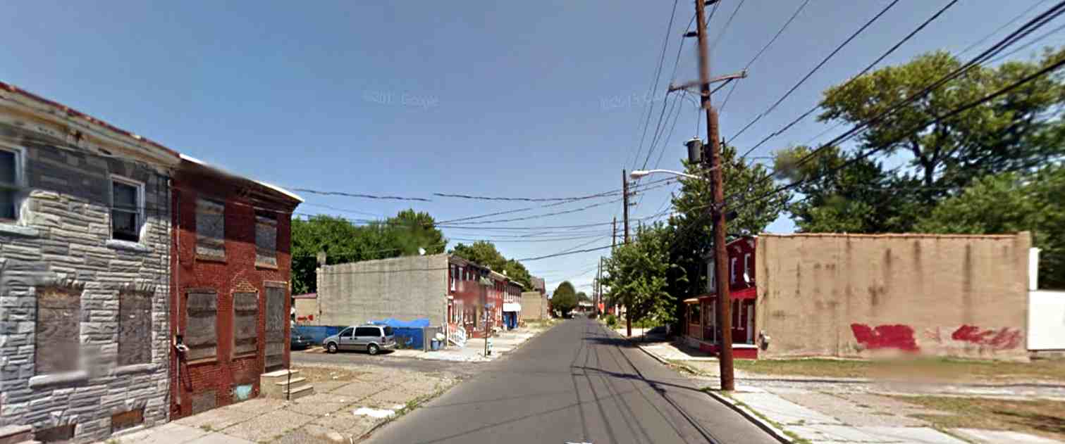 Looking east on Pine Street to the intersection of Pine and Silver Streets, 2012