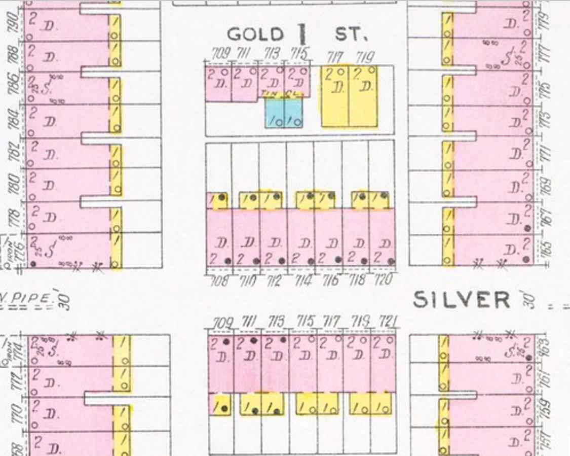 700 Block of Silver Street — 1891 Sanborn Map