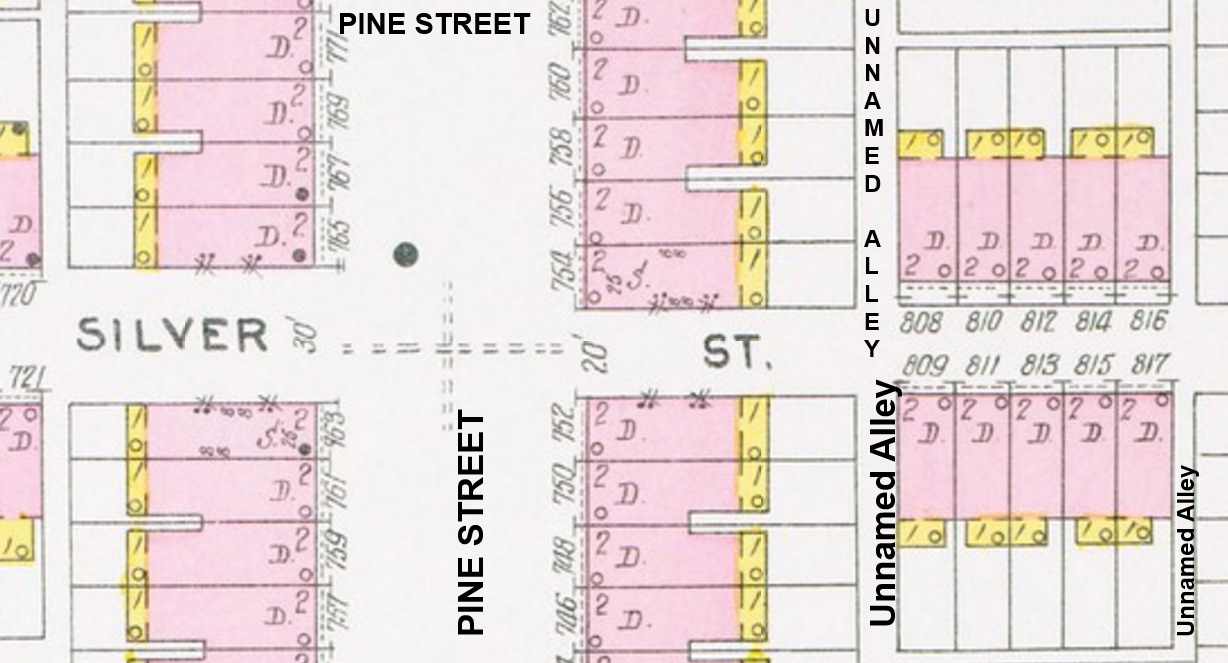 800 Block of Silver Street — 1891 Sanborn Map