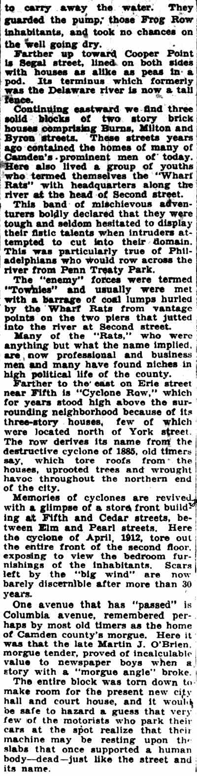Article text, columns 3–4: Forgotten Bit of Old Camden Recalls Ann Pennington