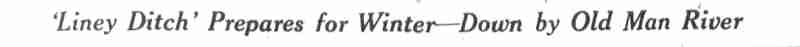 Headline banner: Slump and Political Hubbub Are Ignored as Liney Ditch Prepares for Winter Siege, October 7, 1932