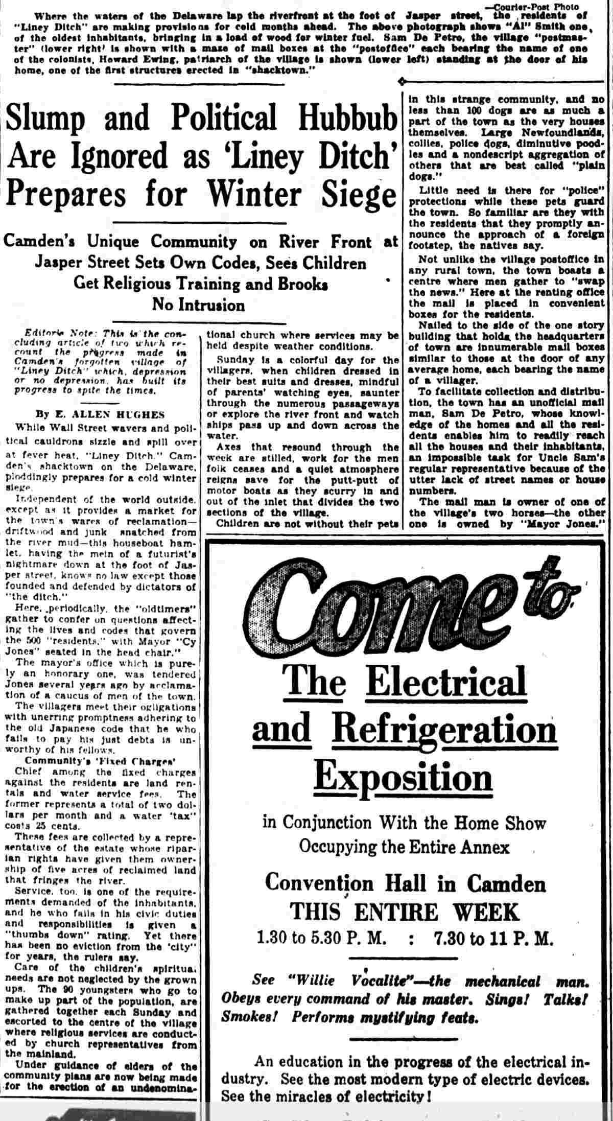 Article header and photo captions: Slump and Political Hubbub, October 7, 1932
