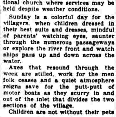 Article text col. 3: Sunday in Liney Ditch