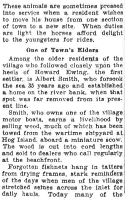 Article text col. 6: One of Town's Elders, Albert Smith