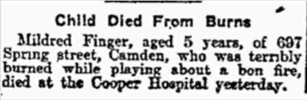 Child Died From Burns — Philadelphia Inquirer, December 15, 1905