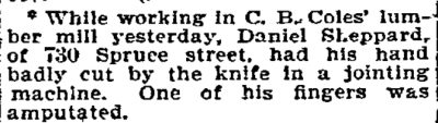 730 Spruce Street — Daniel C. Sheppard, Philadelphia Inquirer, April 28, 1895