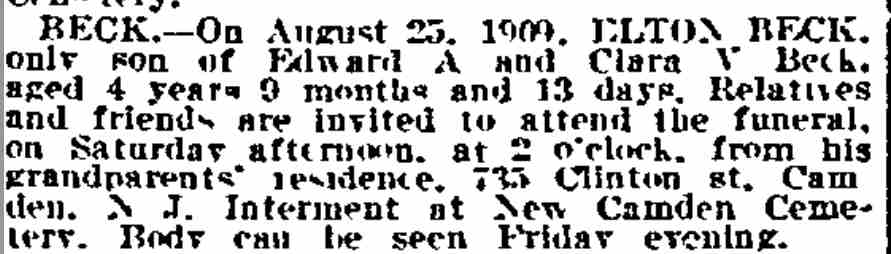 834 Spruce Street — Philadelphia Inquirer, August 27, 1909