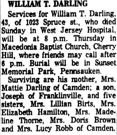 1023 Spruce Street — William T. Darling, Camden Courier-Post, March 30, 1965