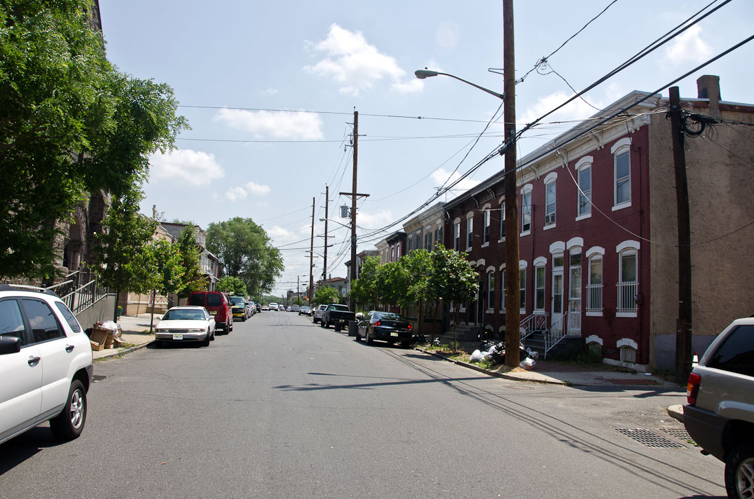 Looking east on Spruce Street from west of St. John Street, May 29, 2012