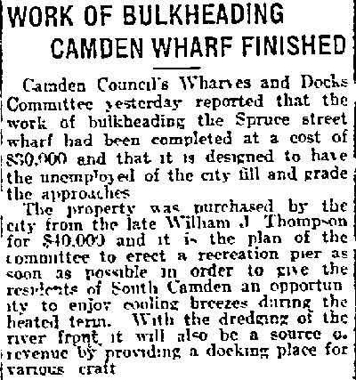Spruce Street Wharf — Philadelphia Inquirer, October 22, 1914