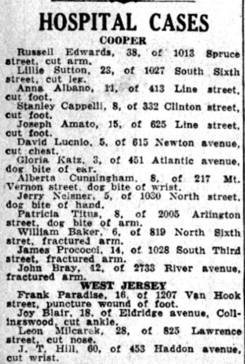 625 Line Street — Joseph Amato, Camden Courier-Post, July 31, 1941