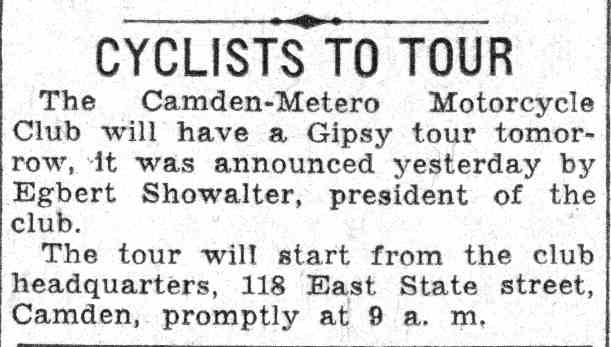 Camden Meteor Motorcycle Club on East State Street, Egbert Showalter