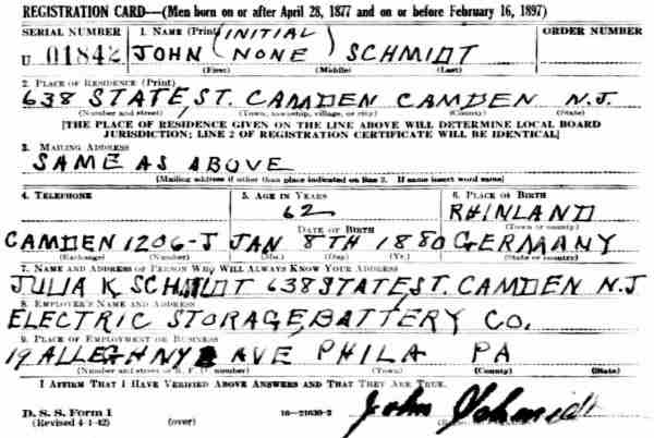 638 State Street — WW2 draft card