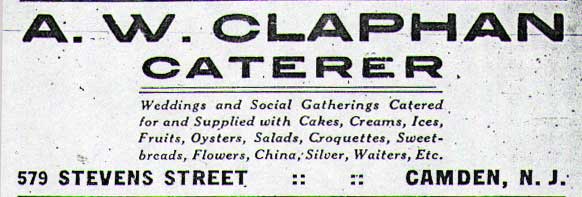 A. W. Claphan, Caterer - undated