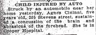 Child Injured by Auto - May 16, 1922