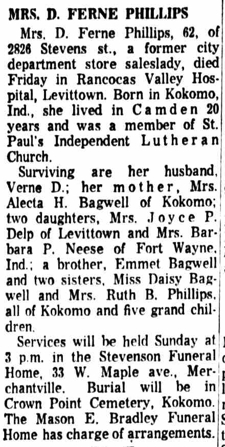 Mrs. D. Ferne Phillips - March 17, 1962