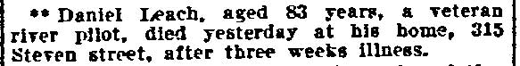 Daniel Leach dies - September 22, 1904