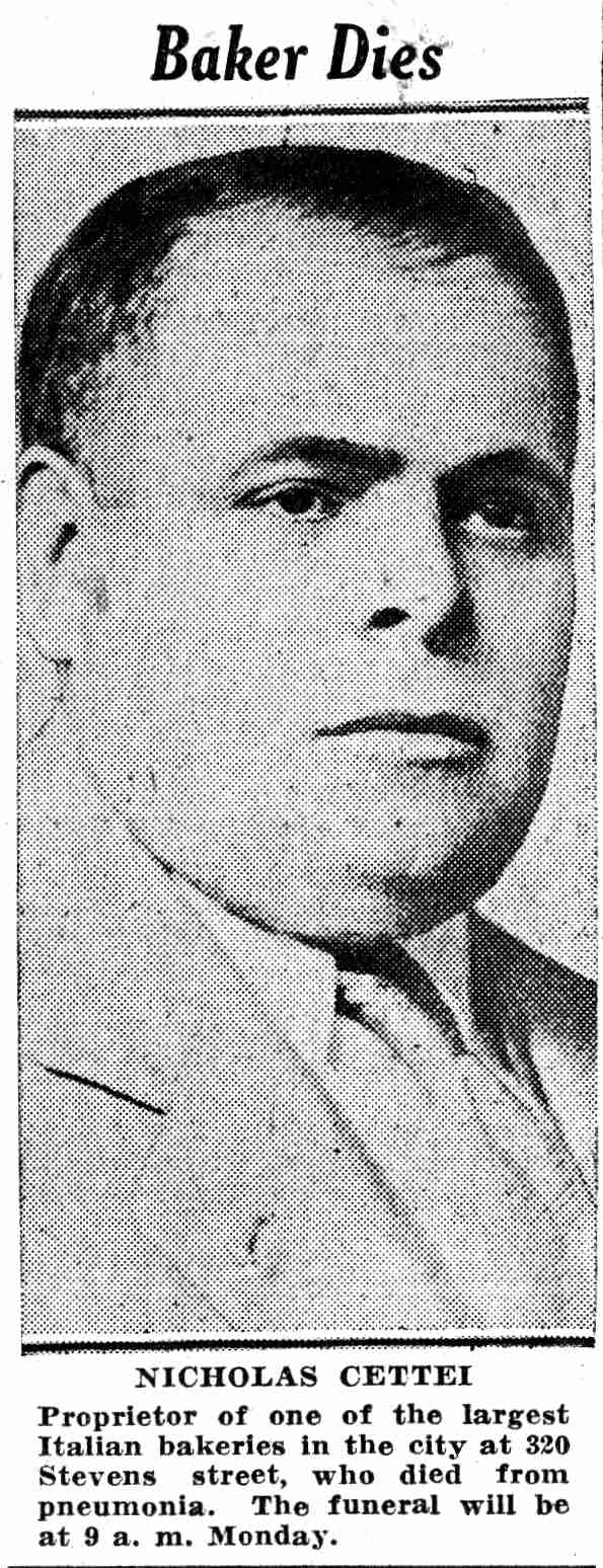 Baker Dies: Nicholas Cettei - June 18, 1932