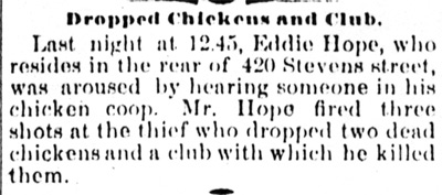 Dropped Chickens and Club - March 21, 1893