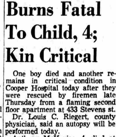 Burns Fatal to Child, 4; Kin Critical - January 26, 1957